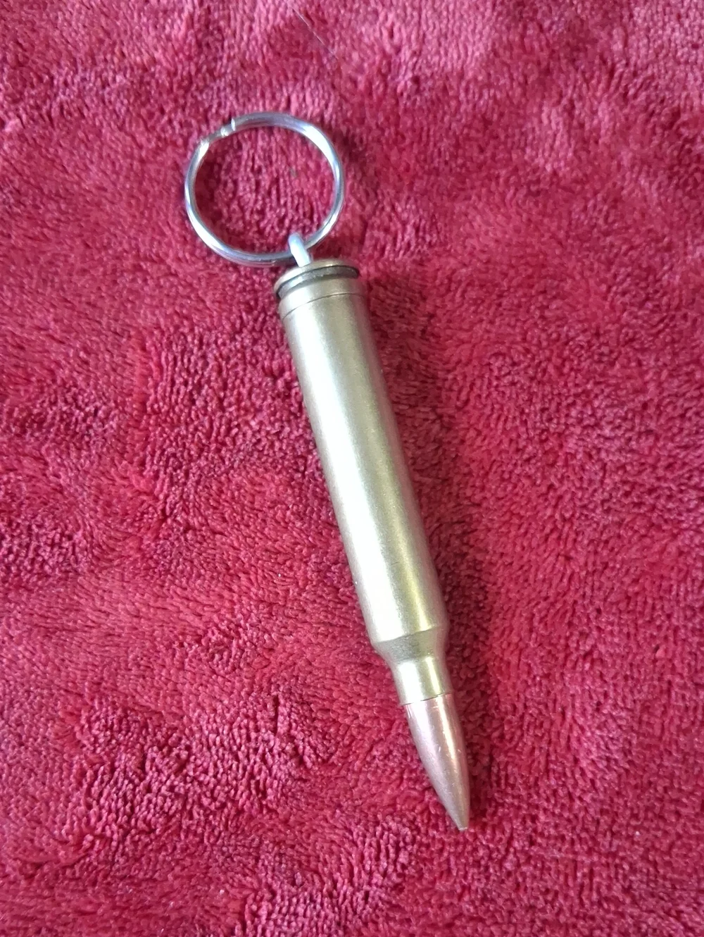 Brass Bullet Keychain with Silver Ring